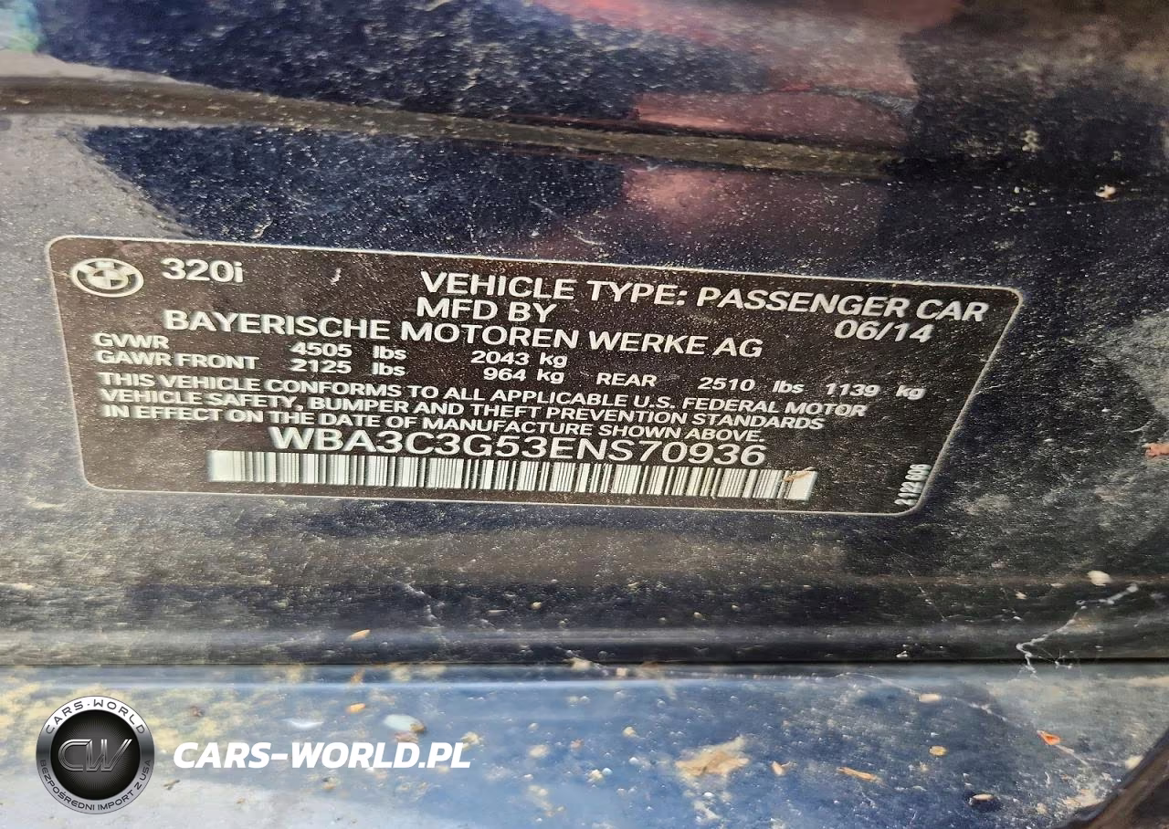 2014 BMW 320 I xDrive VIN:WBA3C3G53ENS70936 - 12