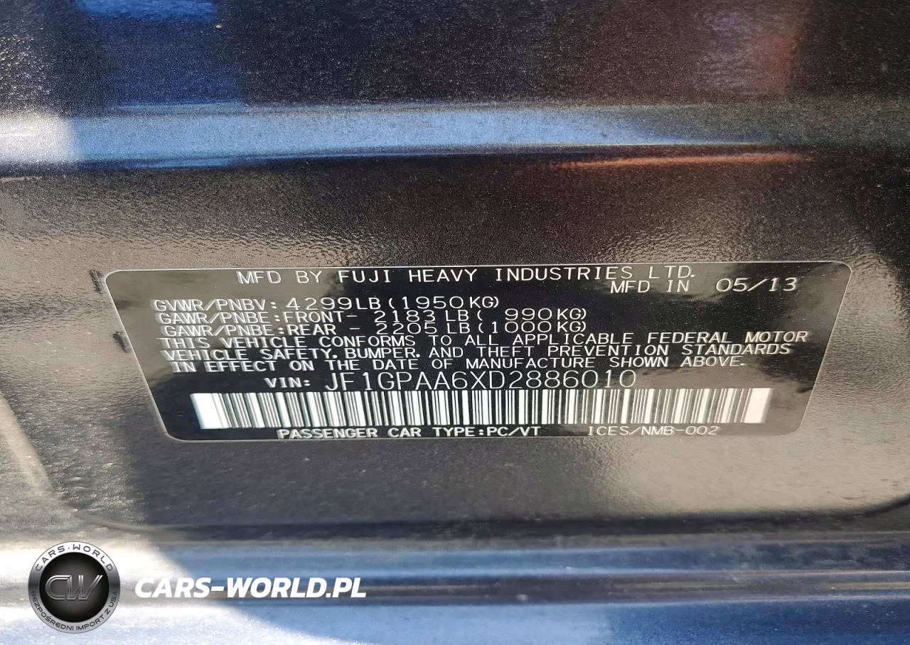 2013 Subaru Impreza VIN:JF1GPAA6XD2886010 - 14