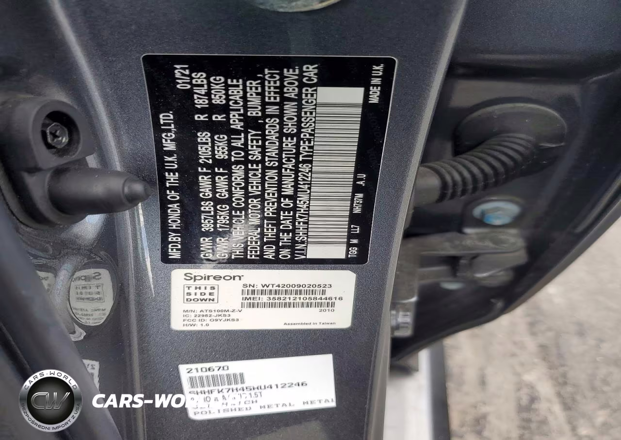 2021 Honda Civic Sport VIN:SHHFK7H45MU412246 - 13