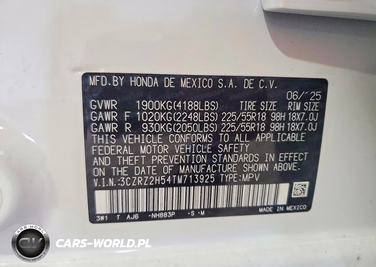 2026 Honda Hr-V Sport VIN:3CZRZ2H54TM713925 - 13