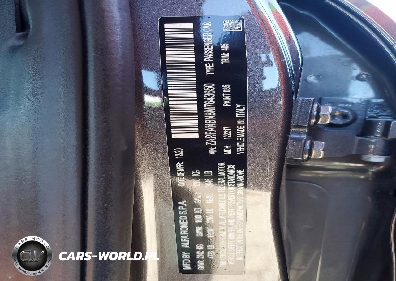 2021 Alfa Romeo Giulia Ti VIN:ZARFANBN8M7643650 - 12