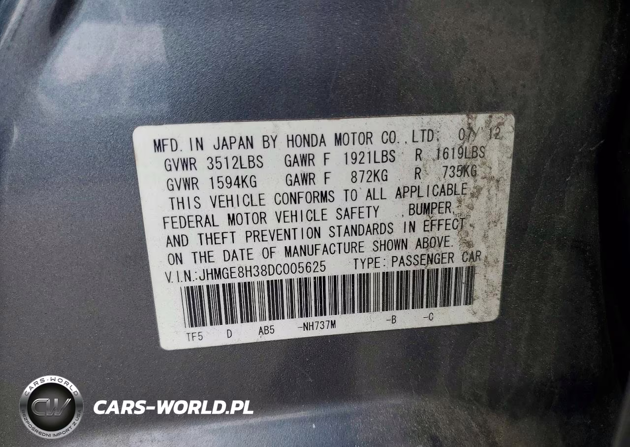 2013 Honda Fit VIN:JHMGE8H38DC005625 - 12