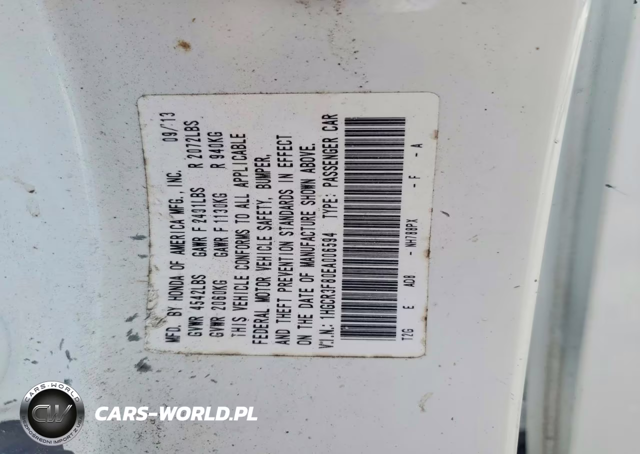 2014 Honda Accord Exl VIN:1HGCR3F80EA006594 - 12