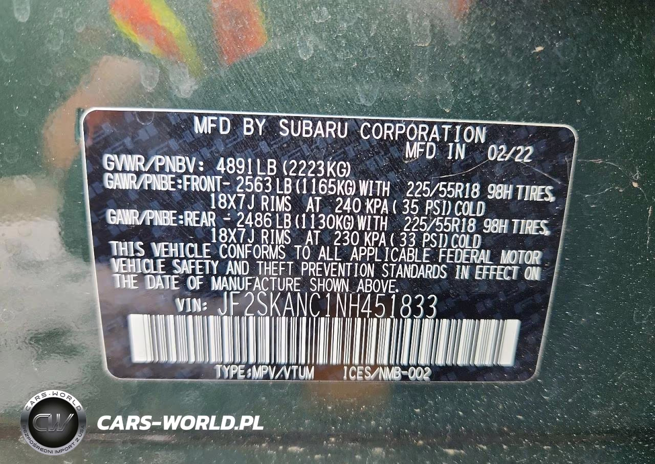 2022 Subaru Forester Limited VIN:JF2SKANC1NH451833 - 13