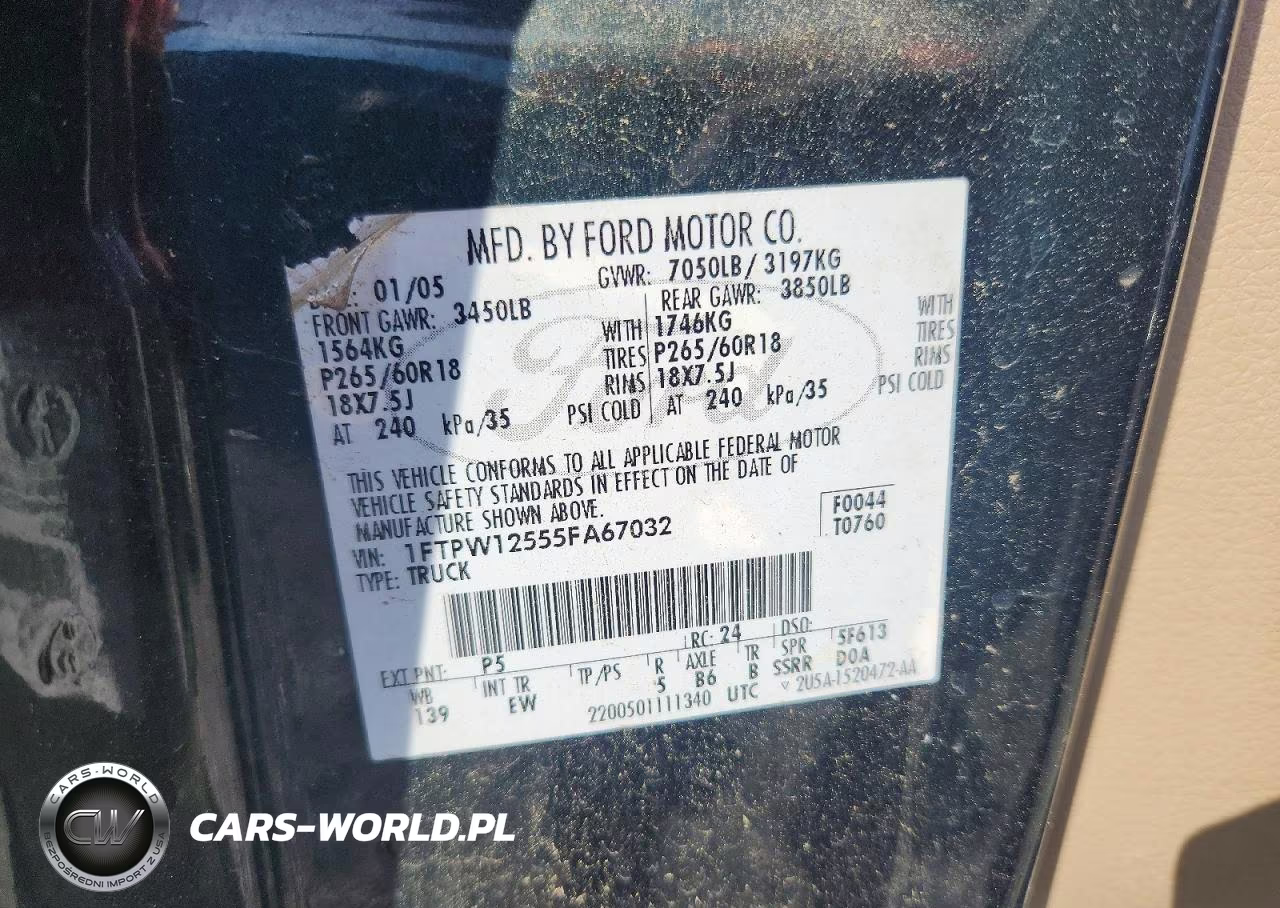 2005 Ford F150 Supercrew VIN:1FTPW12555FA67032 - 12