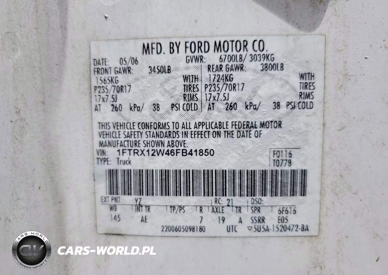 2006 Ford F150 VIN:1FTRX12W46FB41850 - 12