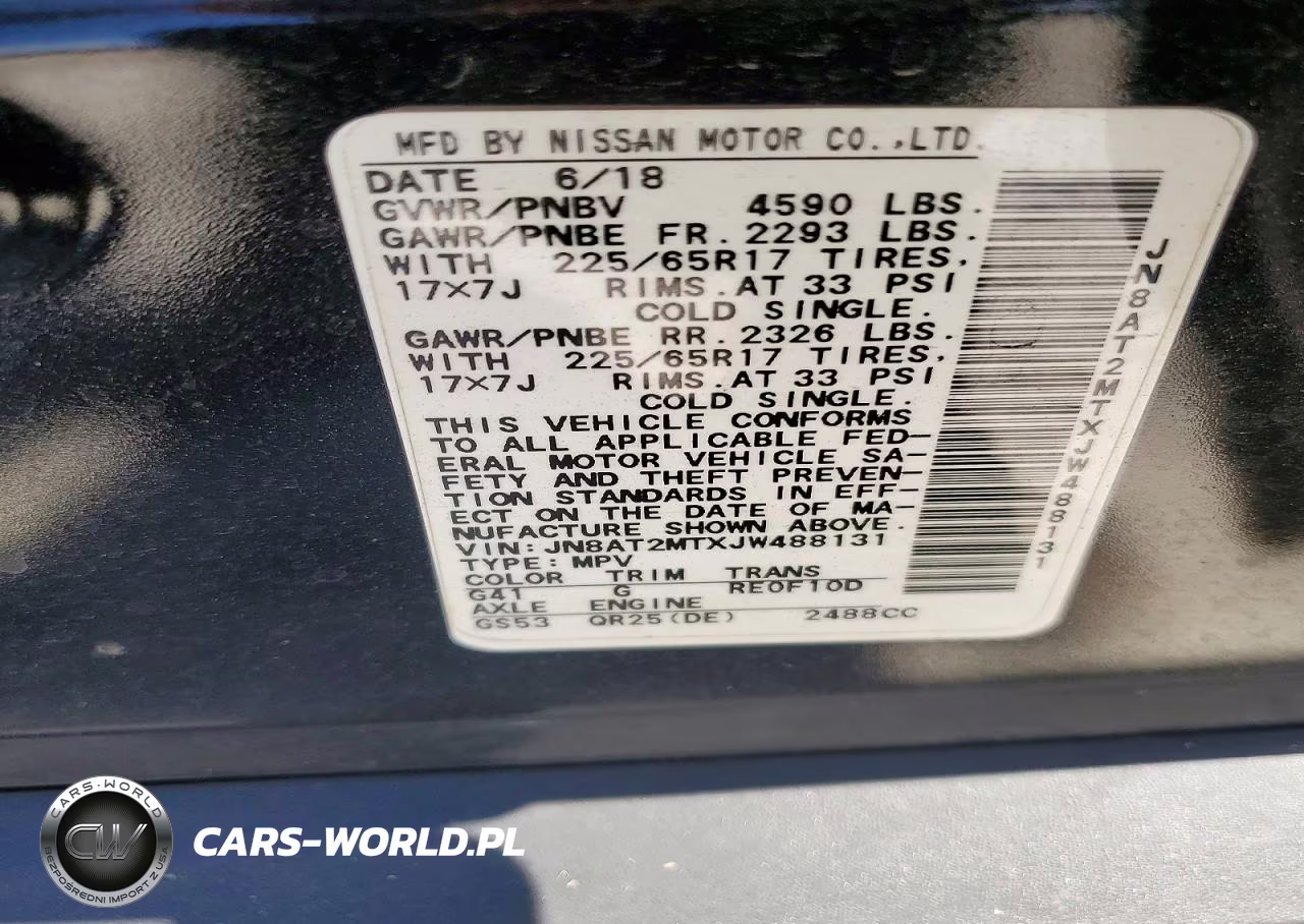 2018 Nissan Rogue Sv VIN:JN8AT2MTXJW488131 - 13