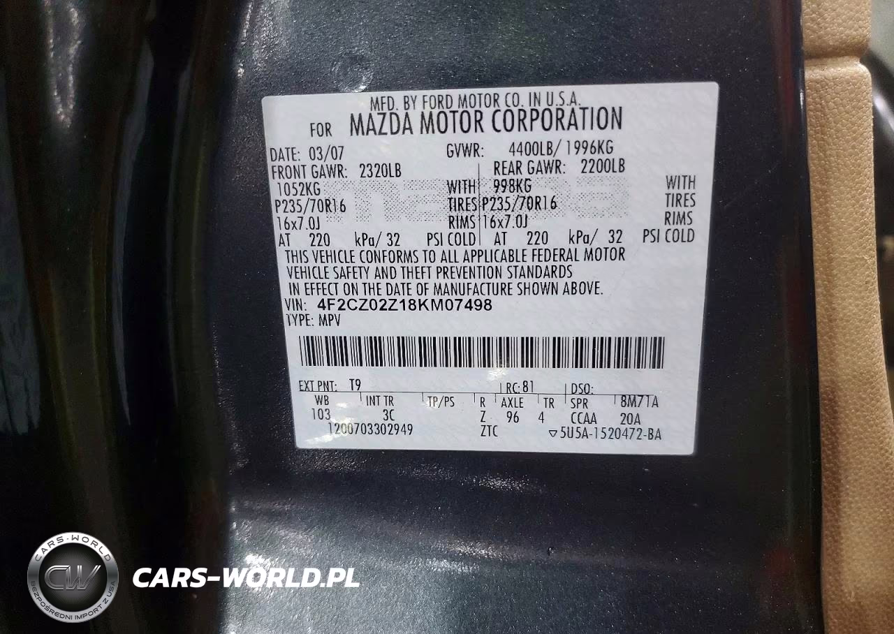2008 Mazda Tribute I VIN:4F2CZ02Z18KM07498 - 13