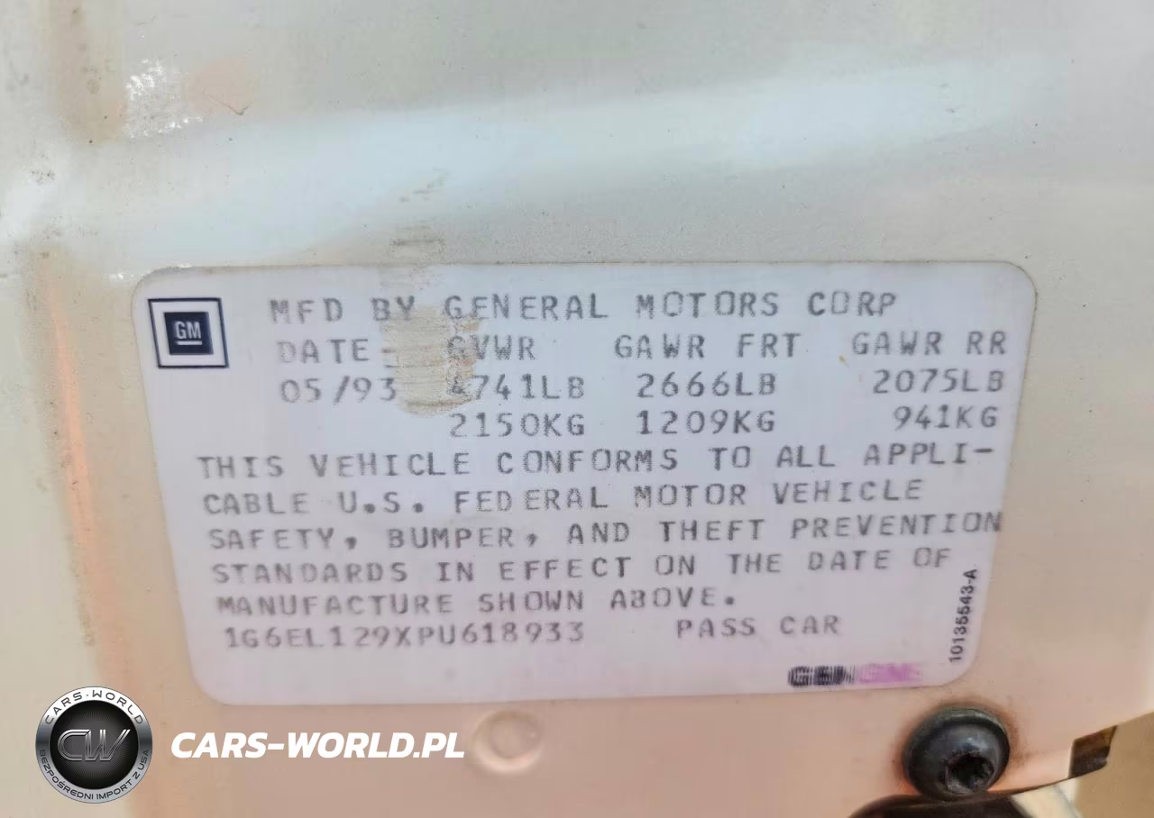 1993 Cadillac Eldorado Touring VIN:1G6EL129XPU618933 - 12