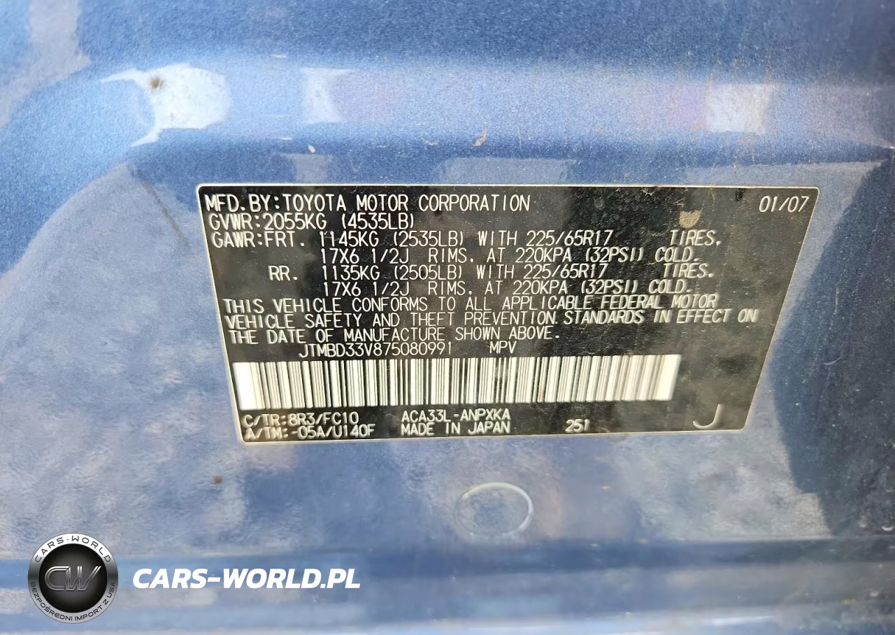 2007 Toyota Rav4 Base VIN:JTMBD33V875080991 - 12