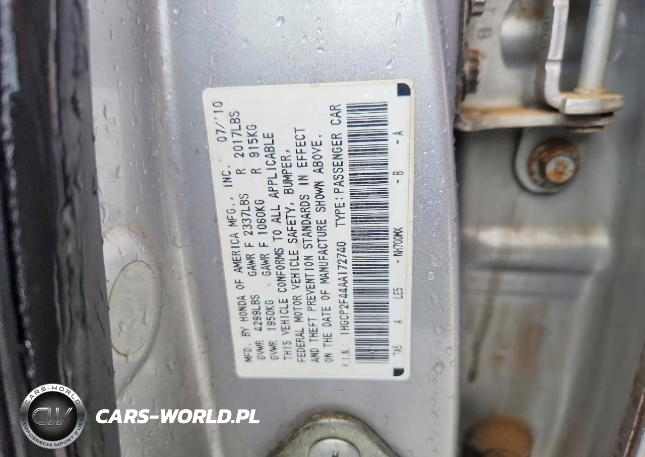2010 Honda Accord Lxp VIN:1HGCP2F44AA172740 - 12