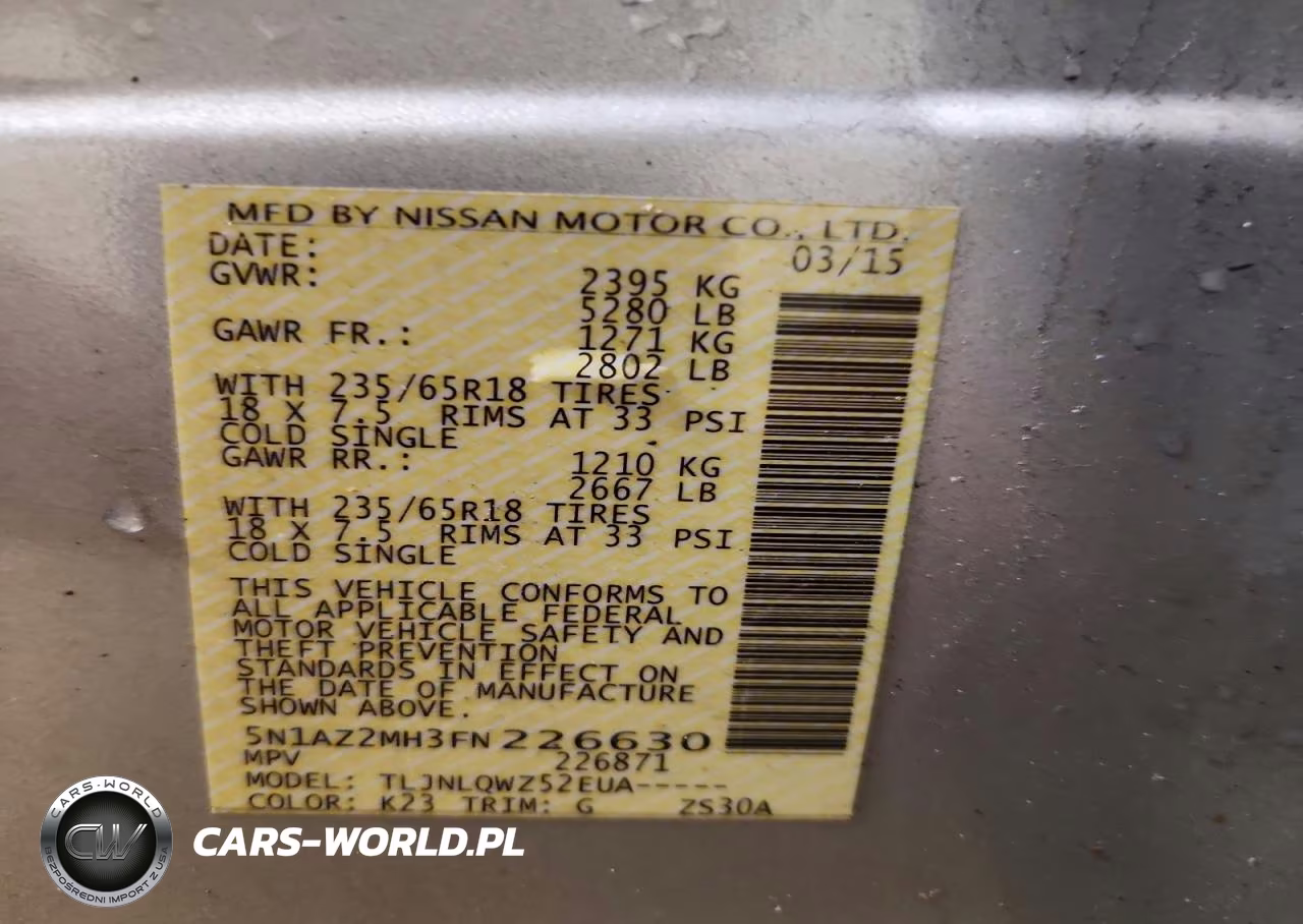 2015 Nissan Murano Sv VIN:5N1AZ2MH3FN226630 - 14