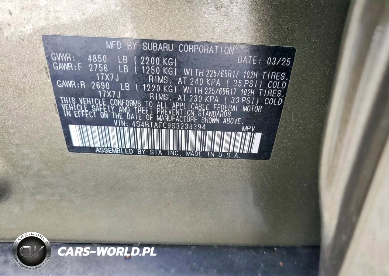 2025 Subaru Outback Premium VIN:4S4BTAFC9S3233394 - 13