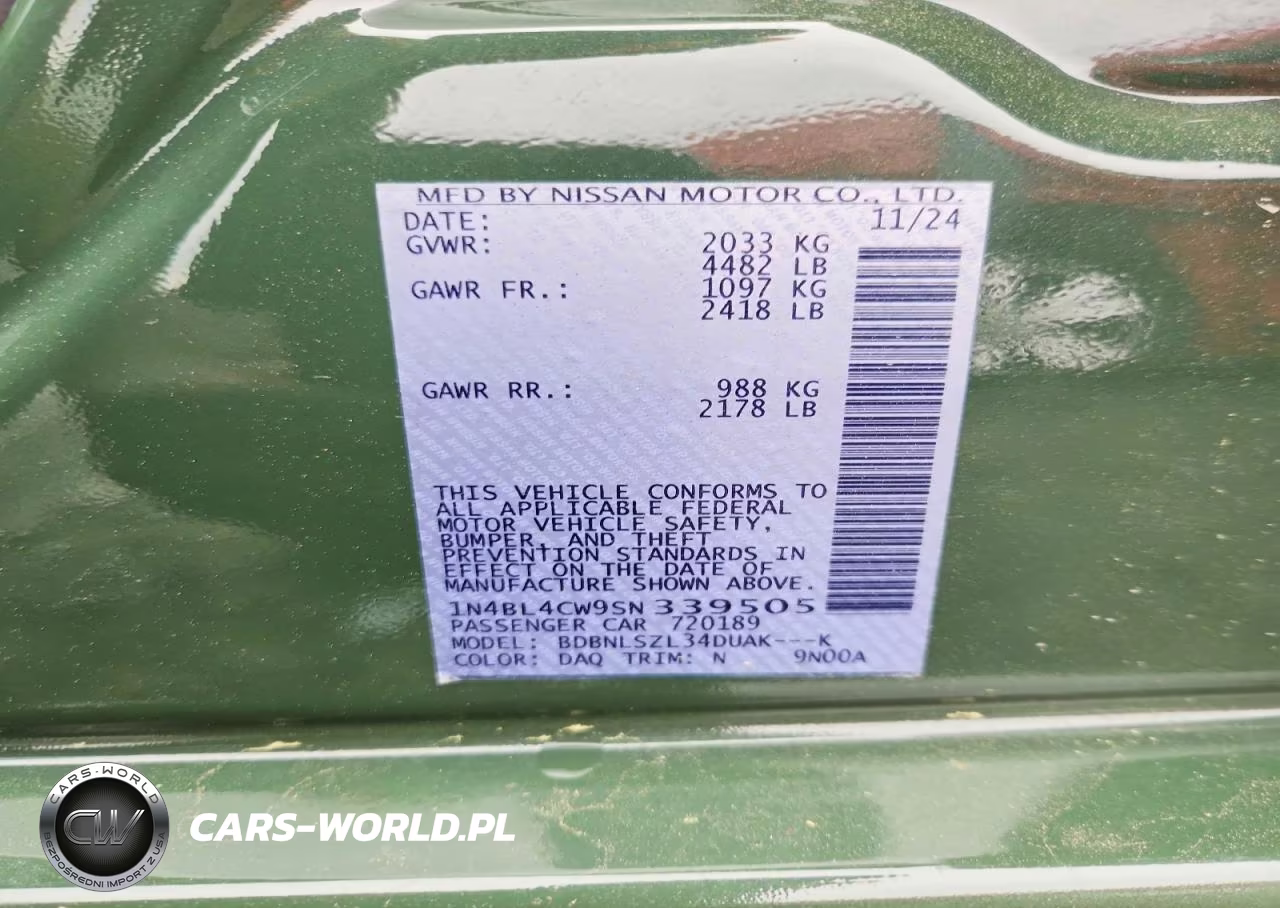 2025 Nissan Altima Sr VIN:1N4BL4CW9SN339505 - 12