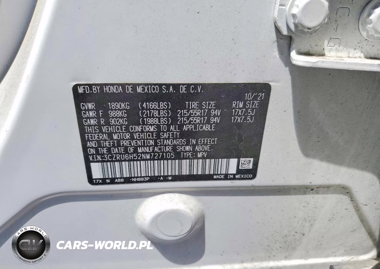 2022 Honda Hr-V Ex VIN:3CZRU6H52NM727105 - 12