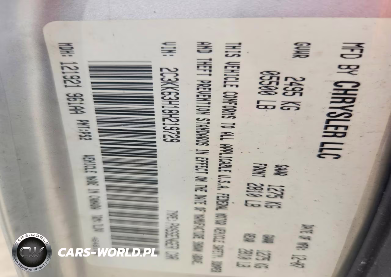 2008 Chrysler 300C VIN:2C3KK63H18H219729 - 12