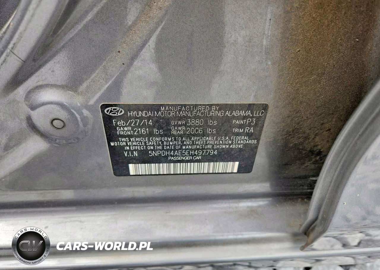 2014 Hyundai Elantra Limited VIN:5NPDH4AE5EH497794 - 12
