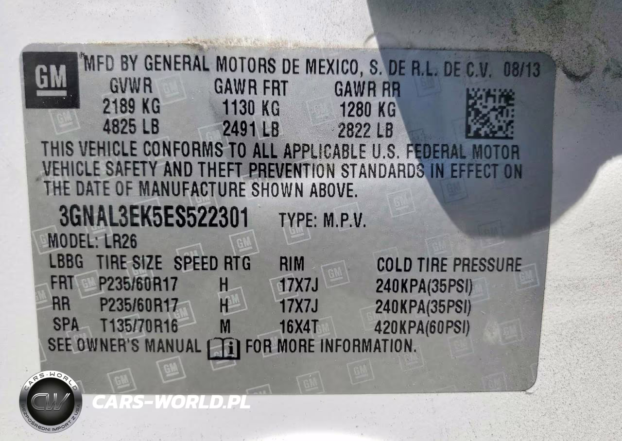 2014 Chevrolet Captiva Lt VIN:3GNAL3EK5ES522301 - 14