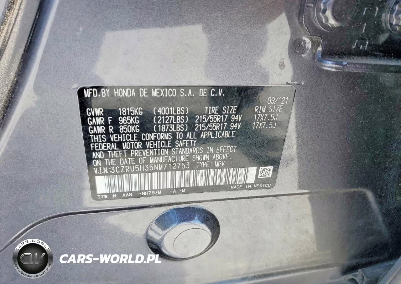 2022 Honda Hr-V Lx VIN:3CZRU5H35NM712753 - 13