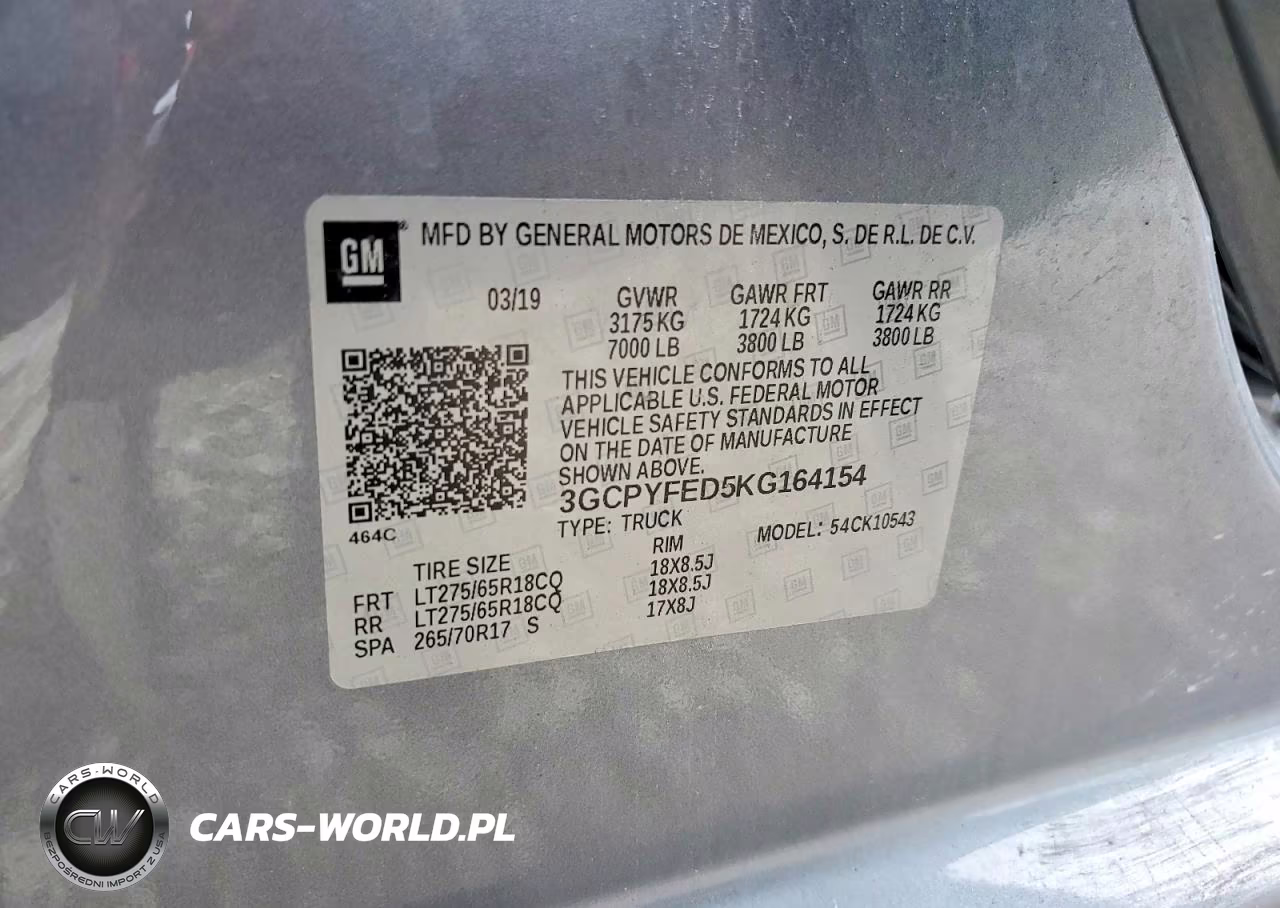 2019 Chevrolet Silverado K1500 Lt Trail Boss VIN:3GCPYFED5KG164154 - 12