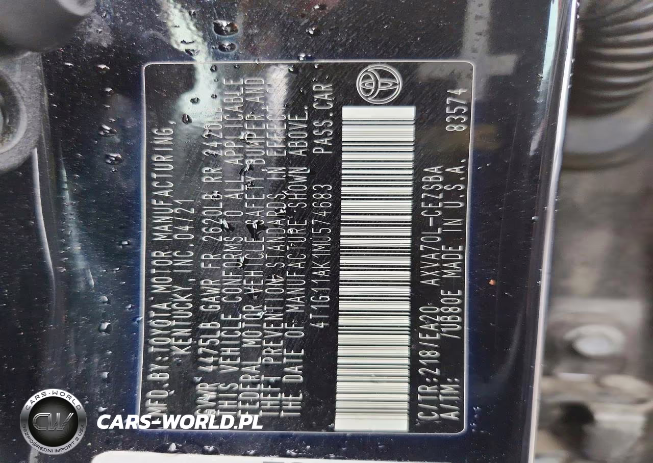 2021 Toyota Camry Se VIN:4T1G11AK1MU574683 - 12