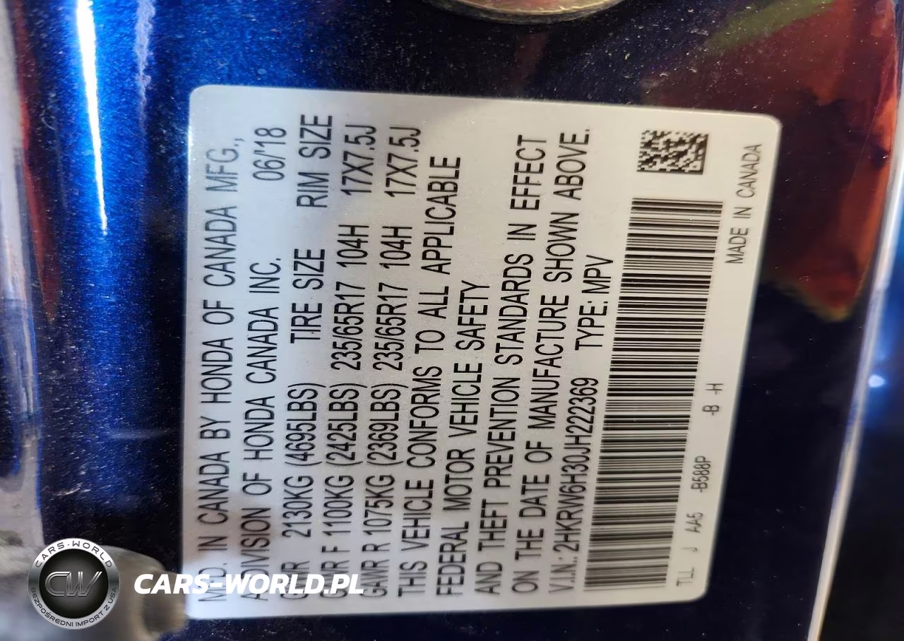 2018 Honda Cr-V Lx VIN:2HKRW6H30JH222369 - 14