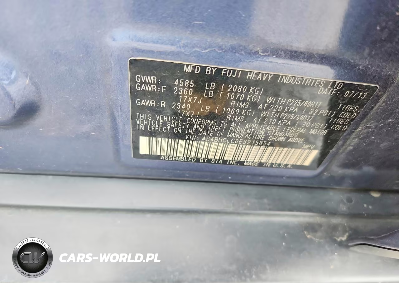 2014 Subaru Outback 2.5I Limited VIN:4S4BRCLC0E3215854 - 13