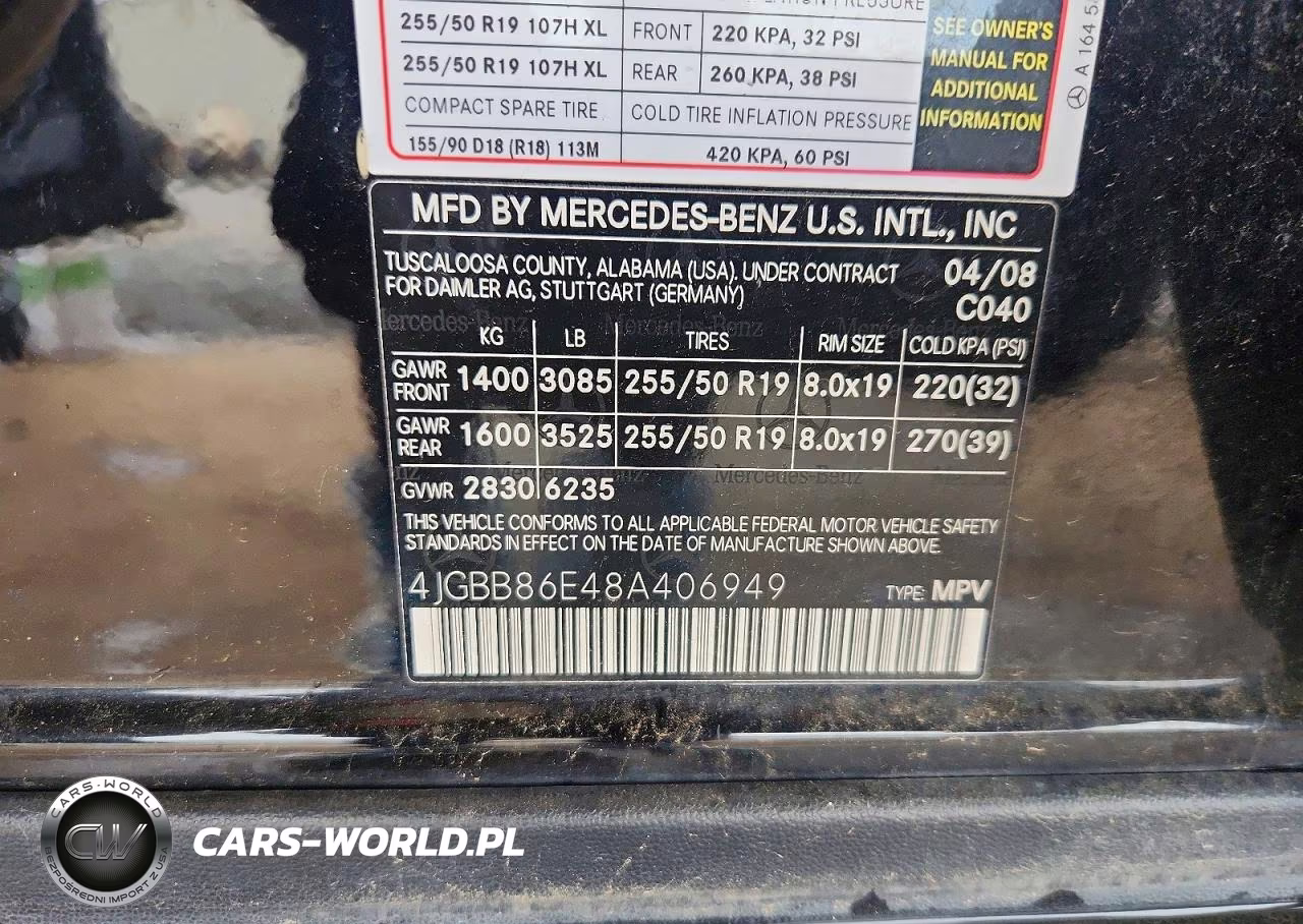 2008 Mercedes-Benz Ml 350 VIN:4JGBB86E48A406949 - 13