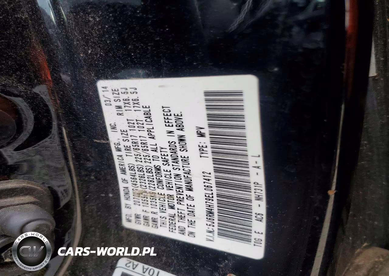 2014 Honda Cr-V Exl VIN:5J6RM4H79EL067412 - 12