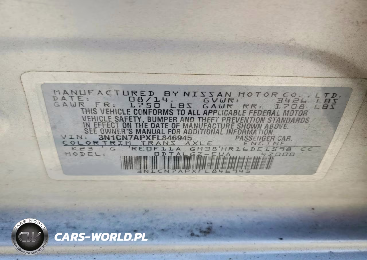 2015 Nissan Versa 1.6 Sl VIN:3N1CN7APXFL846945 - 13
