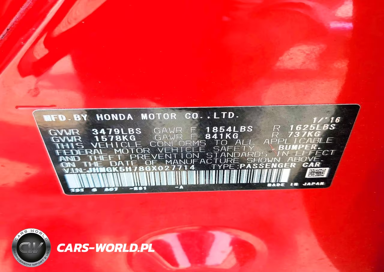 2016 Honda Fit Ex VIN:JHMGK5H78GX027714 - 14
