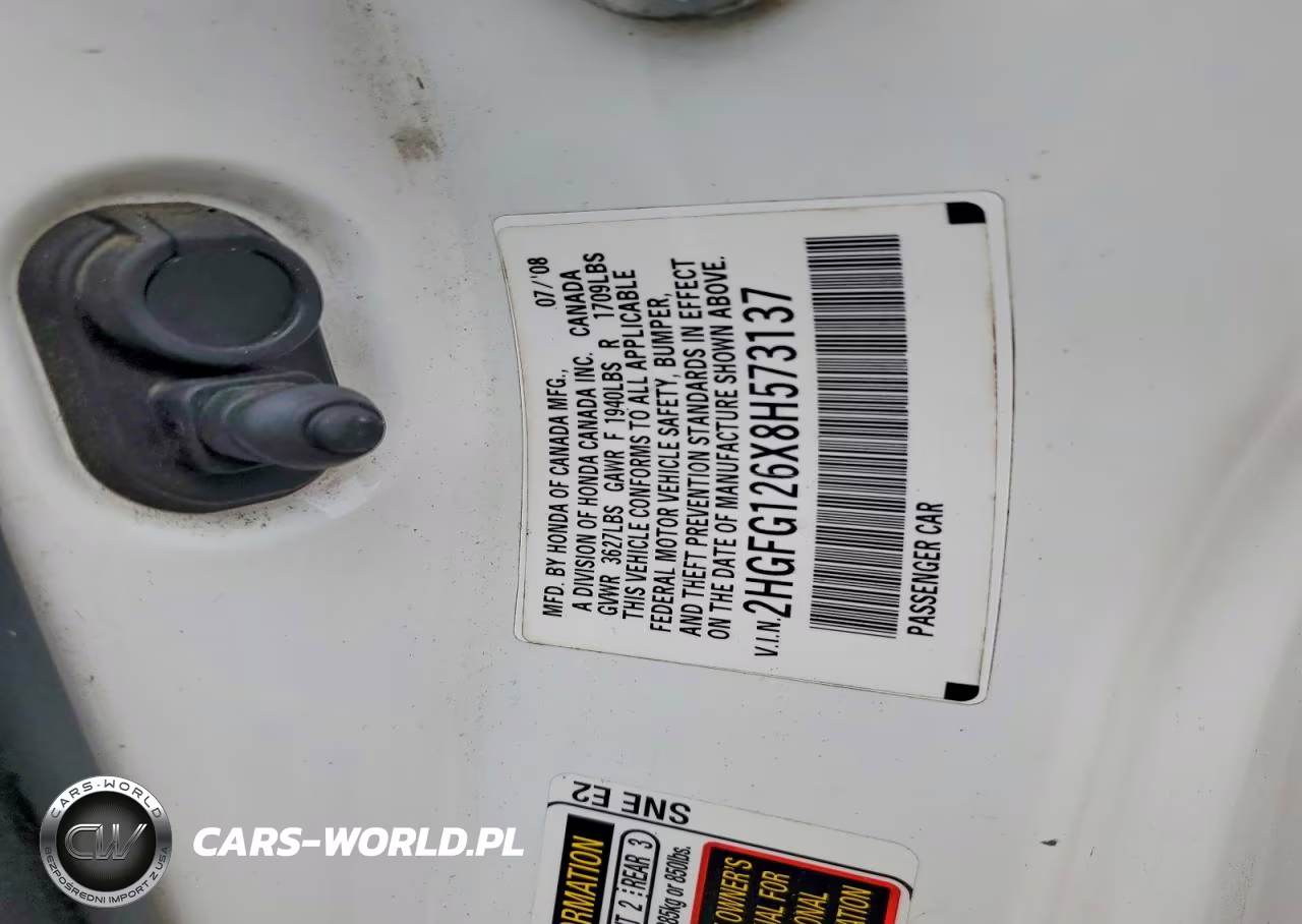 2008 Honda Civic VIN:2HGFG126X8H573137 - 12