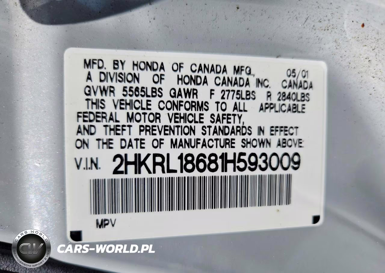 2001 Honda Odyssey Ex VIN:2HKRL18681H593009 - 13