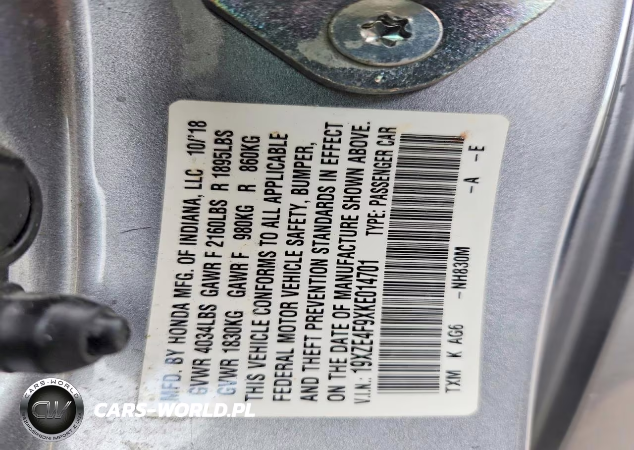 2019 Honda Insight Touring VIN:19XZE4F9XKE014701 - 12