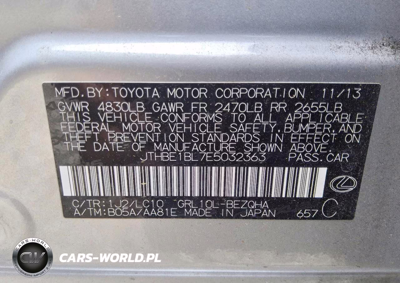 2014 Lexus Gs 350 VIN:JTHBE1BL7E5032363 - 12