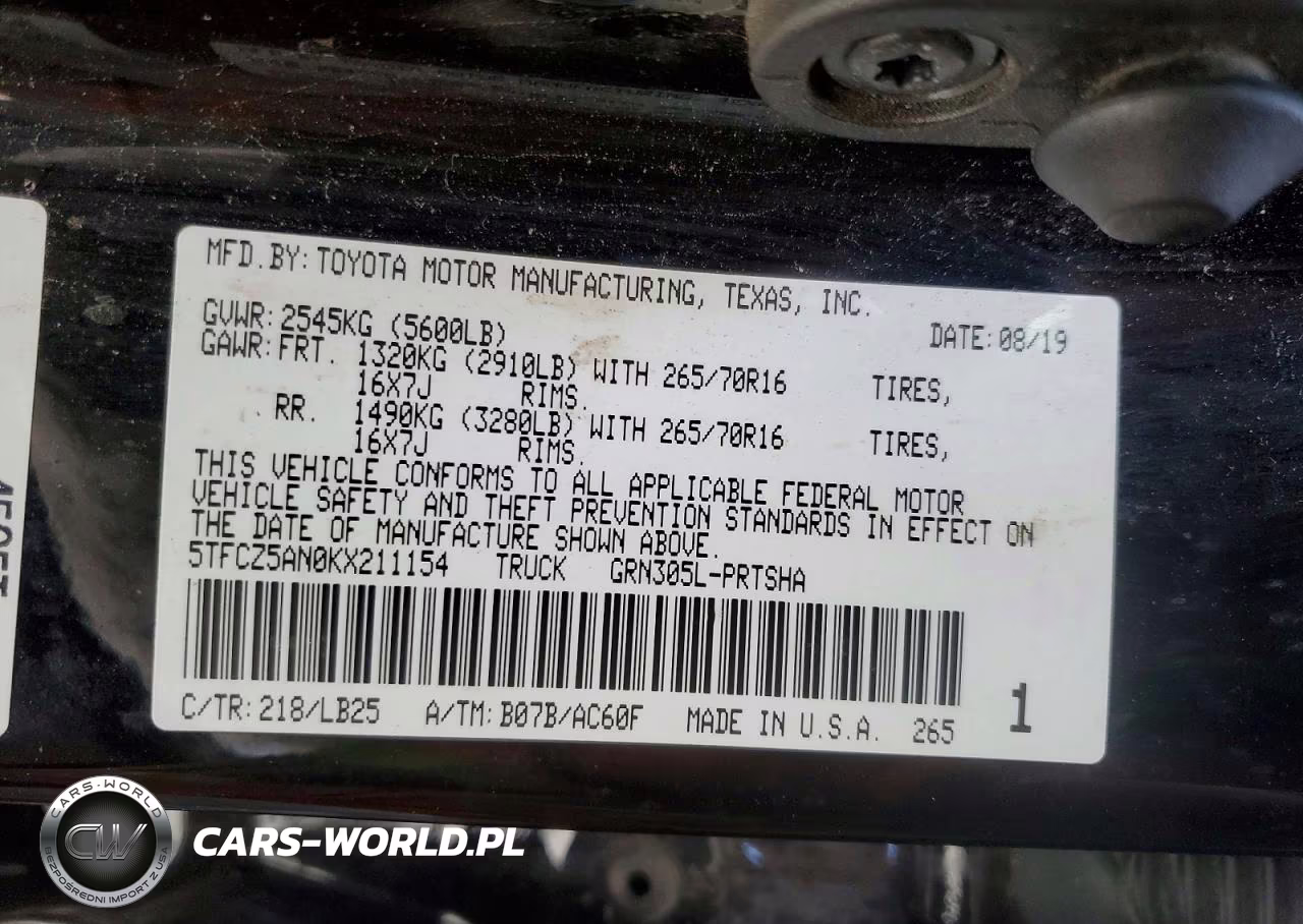 2019 Toyota Tacoma Trd Pro VIN:5TFCZ5AN0KX211154 - 13