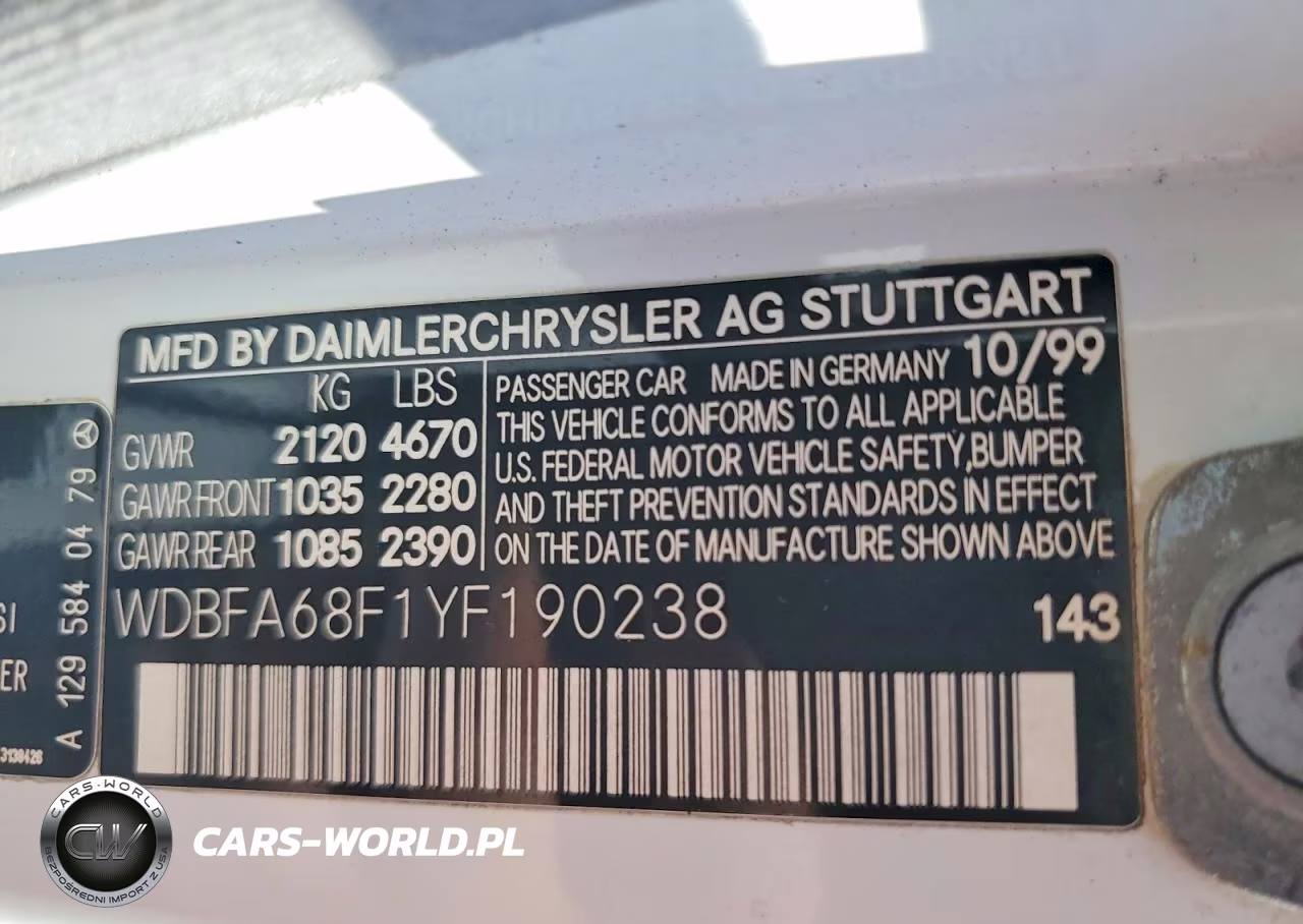 2000 Mercedes-Benz Sl 500 VIN:WDBFA68F1YF190238 - 12