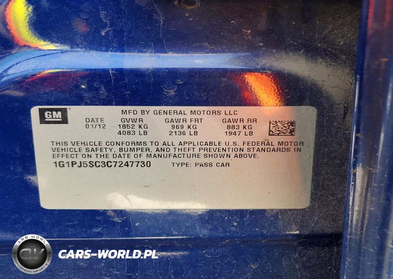 2012 Chevrolet Cruze Eco VIN:1G1PJ5SC3C7247730 - 12
