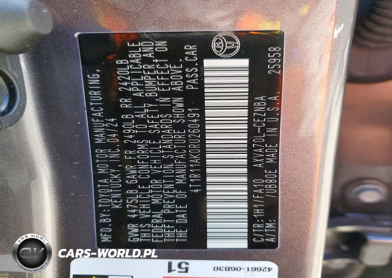 2024 Toyota Camry Le VIN:4T1R11AK0RU260491 - 12