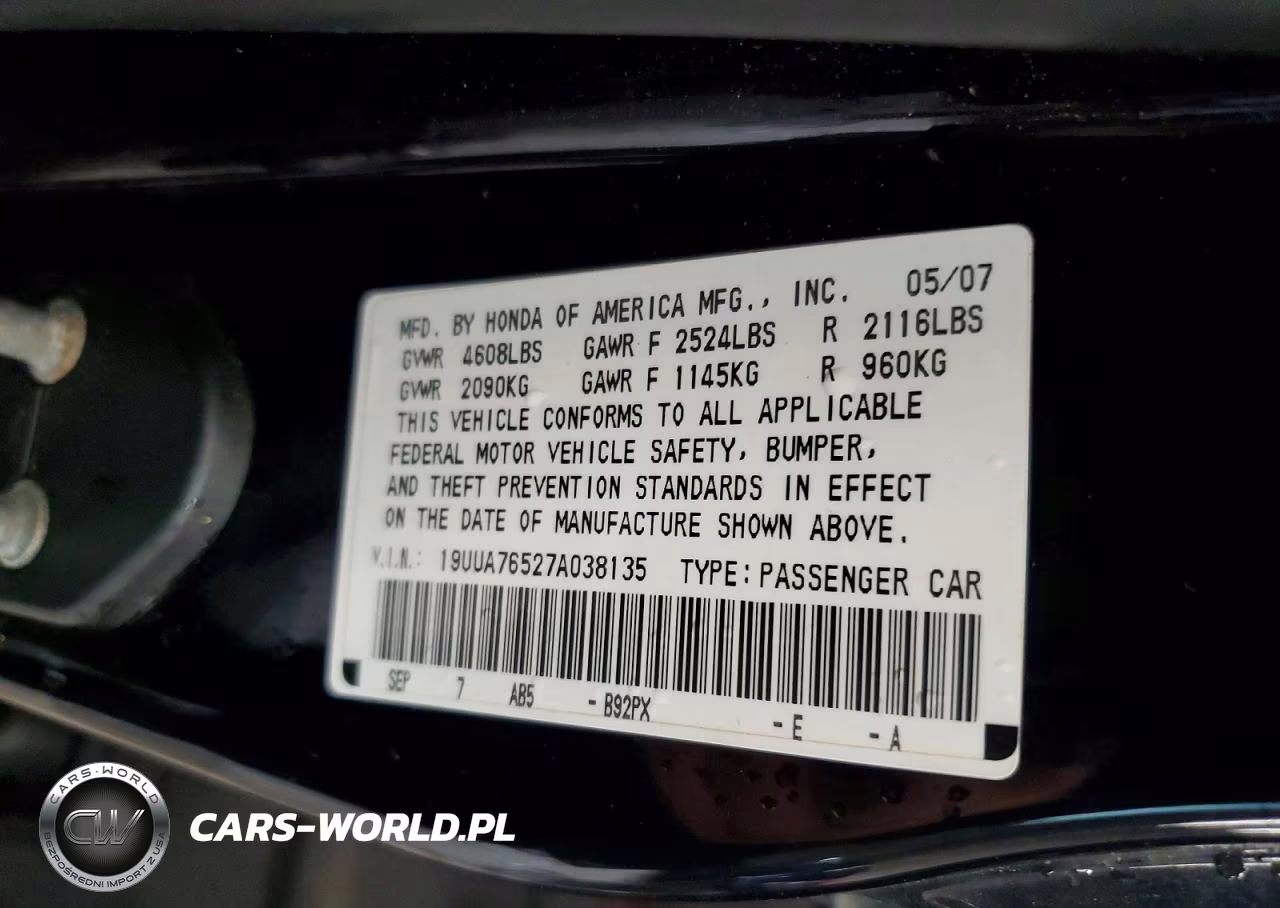2007 Acura Tl Type S VIN:19UUA76527A038135 - 12