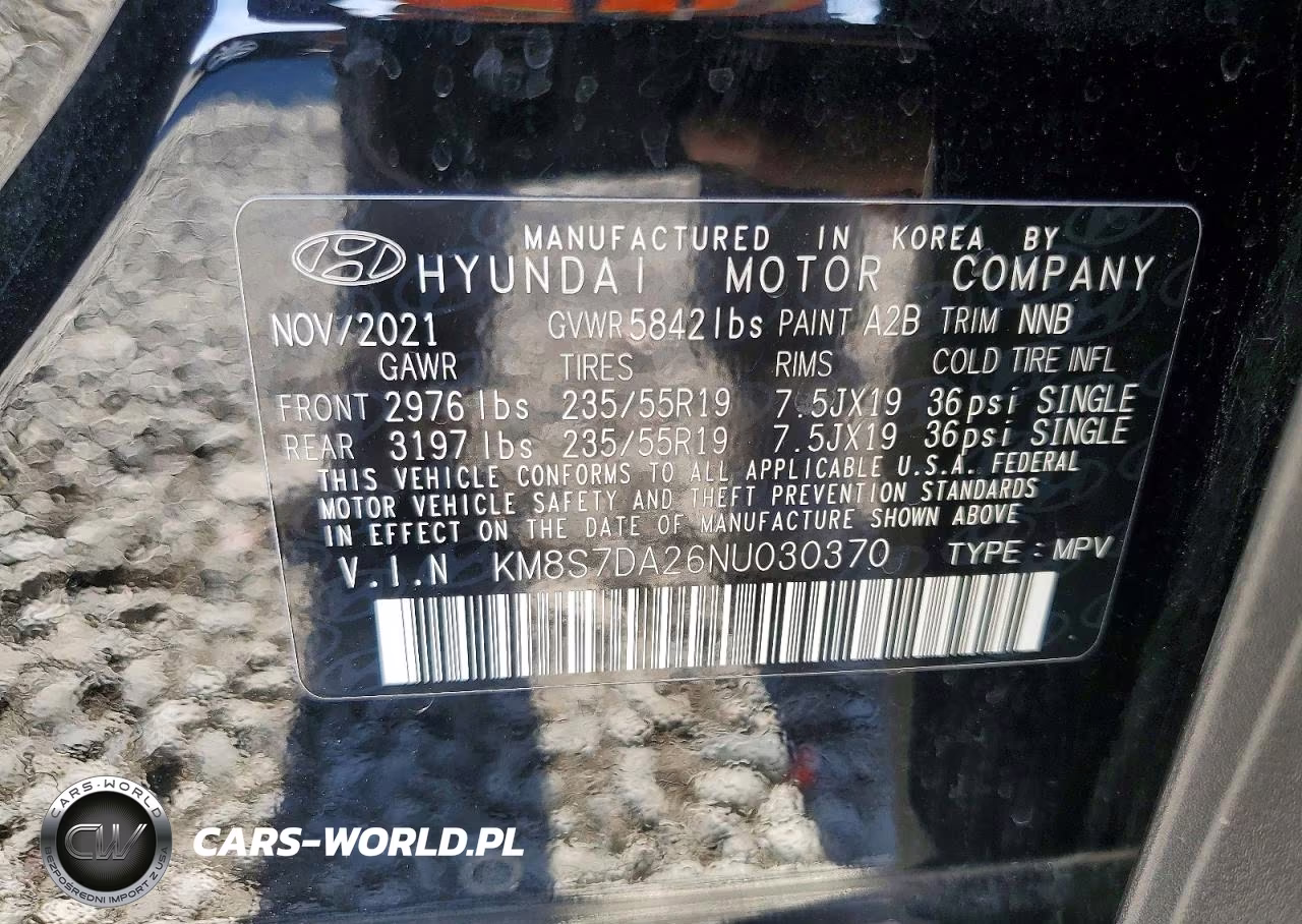 2022 Hyundai Santa Fe Limited VIN:KM8S7DA26NU030370 - 13
