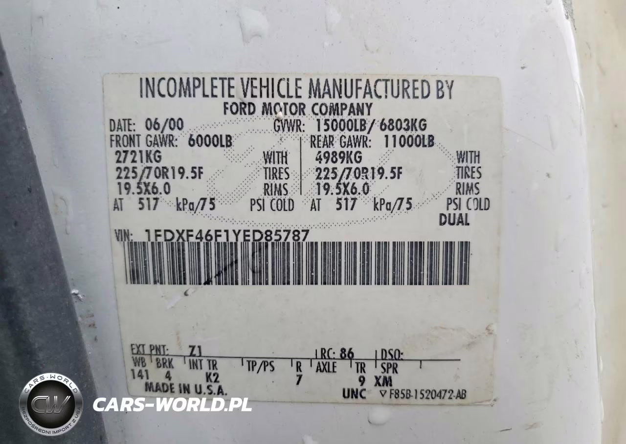 2000 Ford F450 Super Duty VIN:1FDXF46F1YED85787 - 13