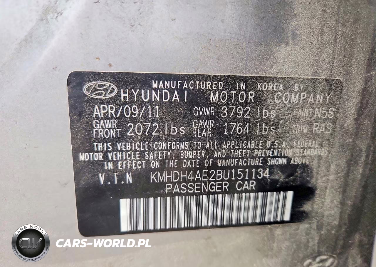 2011 Hyun Elantra Limited VIN:KMHDH4AE2BU151134 - 12