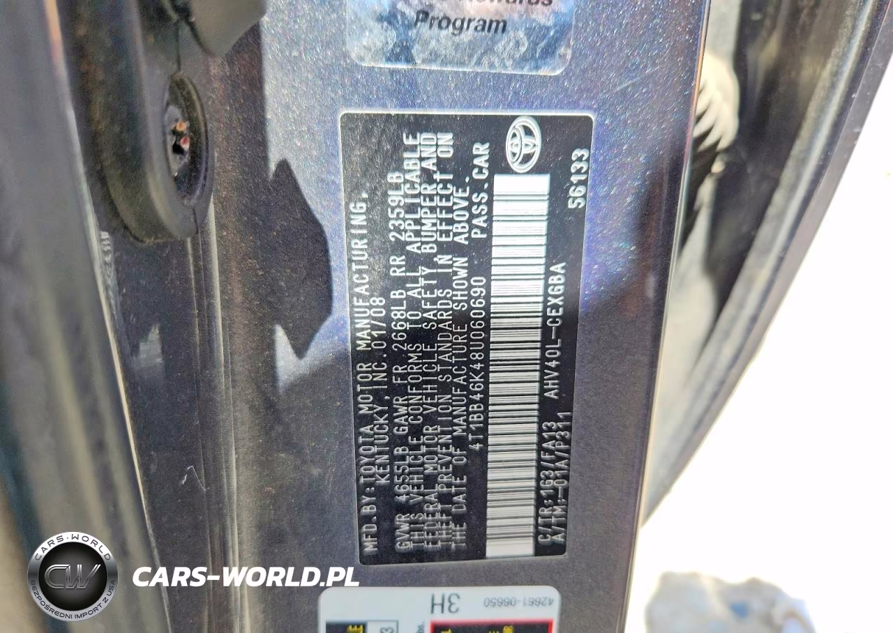 2008 Toyota Camry Hybrid VIN:4T1BB46K48U060690 - 12