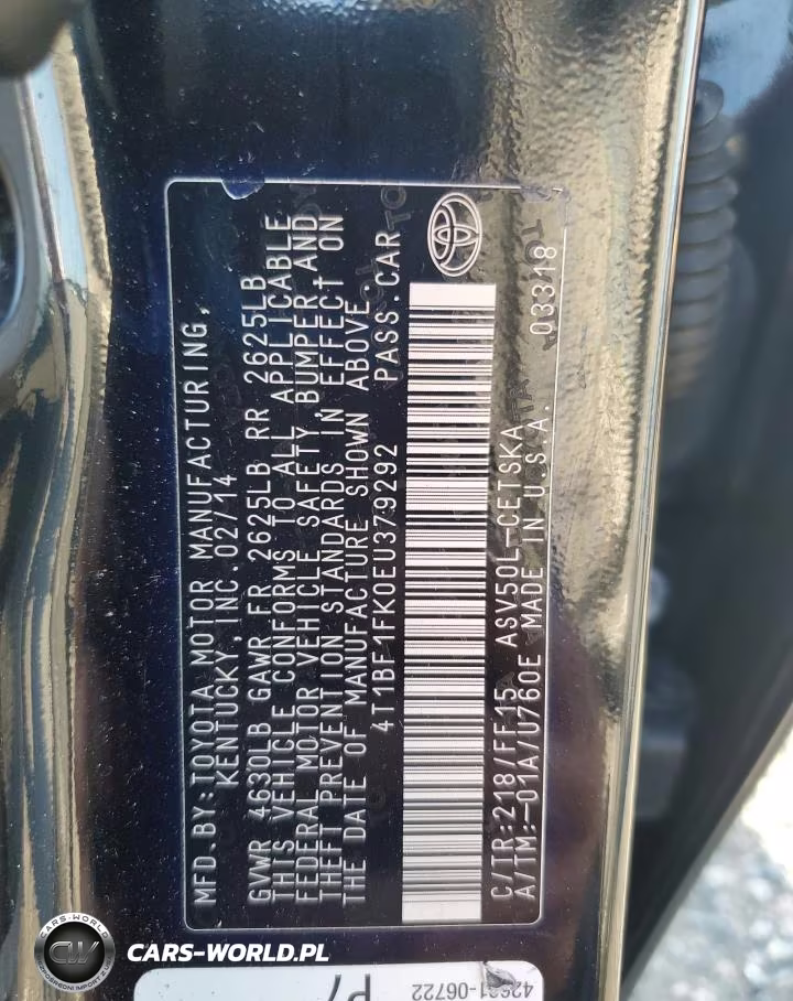 2014 Toyota Camry Se VIN:4T1BF1FK0EU379292 - 12
