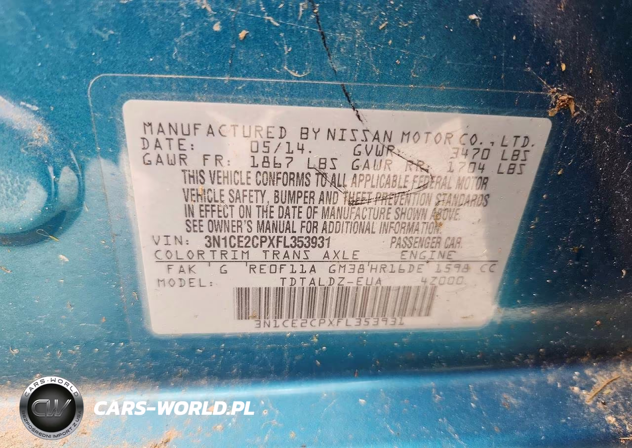 2015 Nissan Versa Note Sv VIN:3N1CE2CPXFL353931 - 12