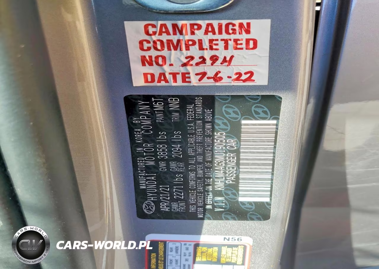 2021 Hyundai Elantra Sel VIN:KMHLM4AG3MU190505 - 12