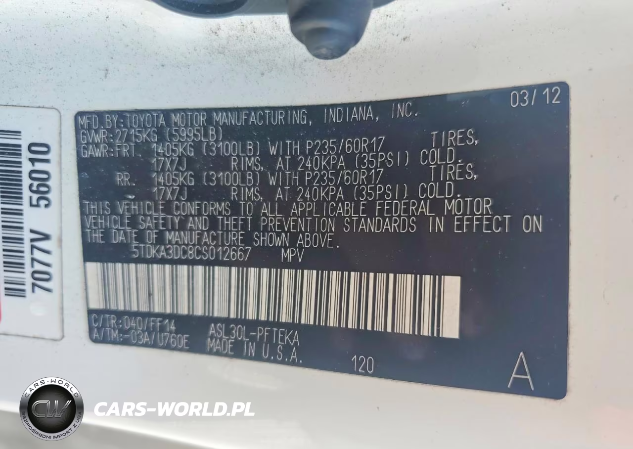 2012 Toyota Sienna Base 7-Passenger VIN:5TDKA3DC8CS012667 - 13