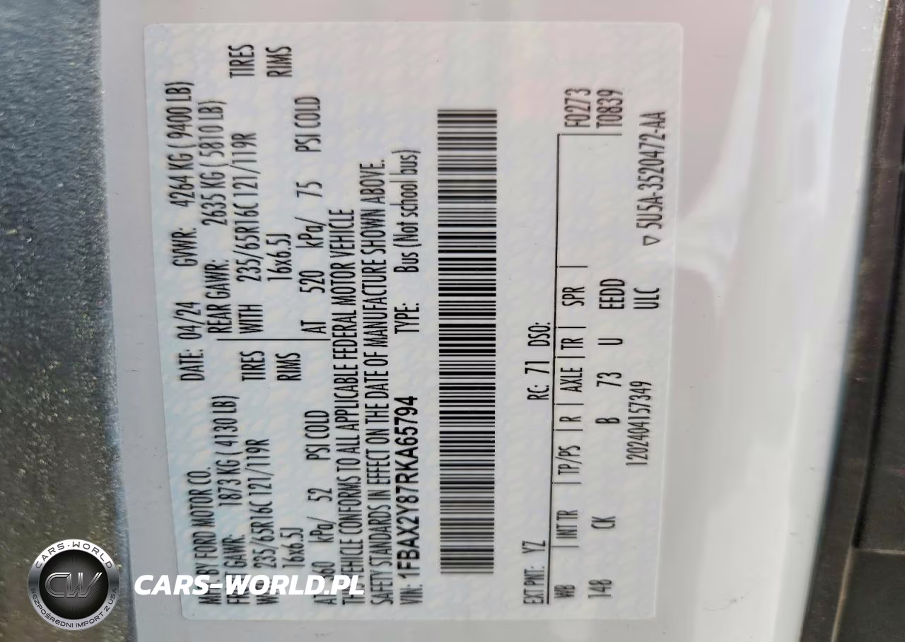 2024 Ford Transit T-350 VIN:1FBAX2Y87RKA65794 - 14