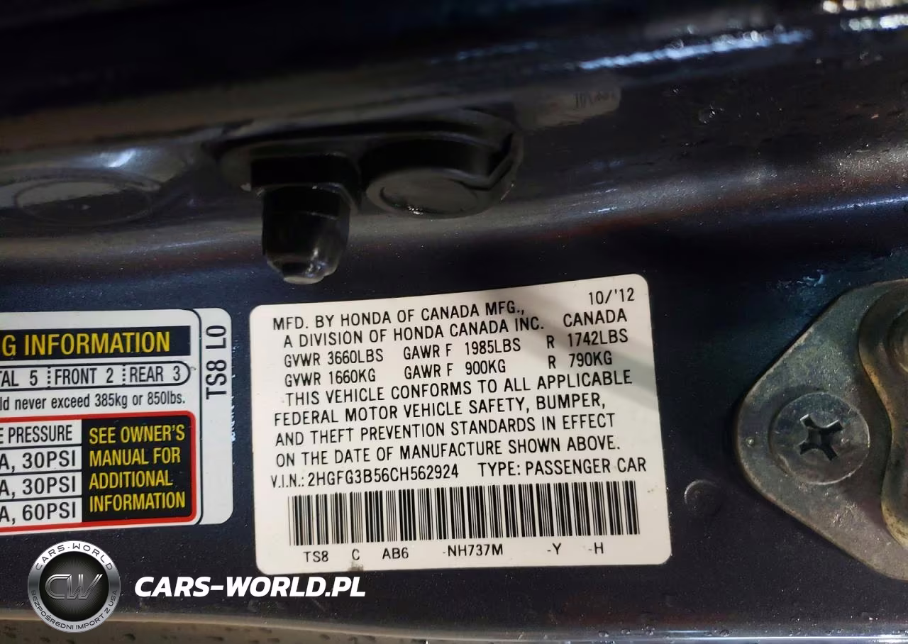 2012 Honda Civic Lx VIN:2HGFG3B56CH562924 - 12